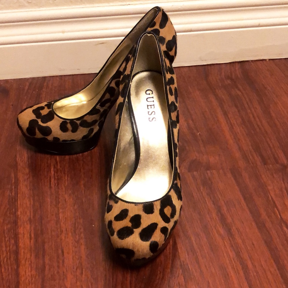 Guess Leopard Print Platform Heels - image 1